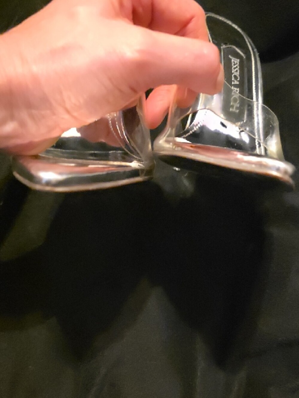 Clear Strap Silver Stiletto Mule Heel - Picture 13 of 15